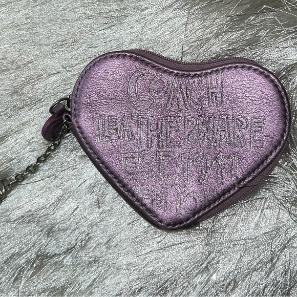 Coach Handbags - Coach Metallic Purple Heart Coin Purse